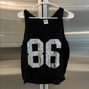 Women’s Black Sequin '86' Tank Top PINK VICTORIA’S Secret